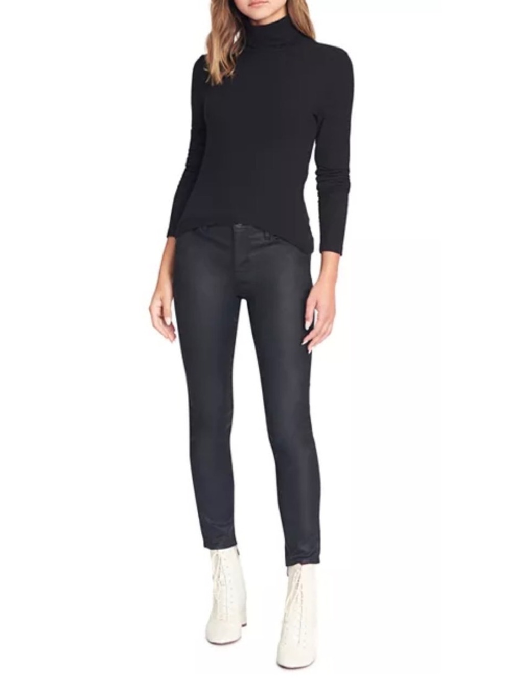 Sanctuary Black Ribbed Turtleneck Long Sleeve Stretch Top XXS